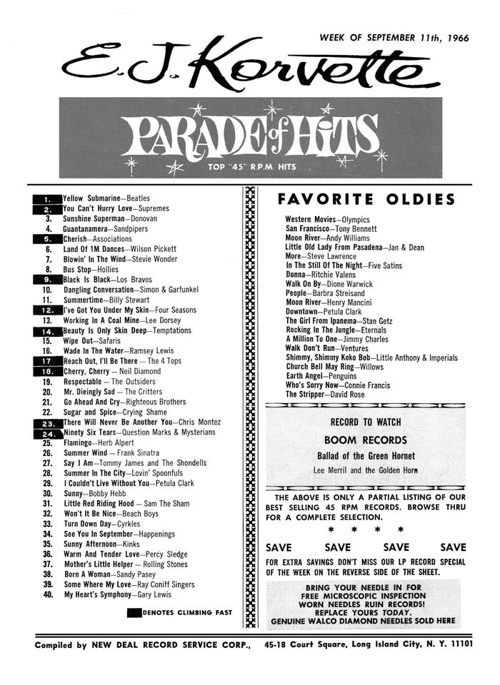 E. J. Korvette (Korvettes) - Ad From Motor City Recollections (newer photo)